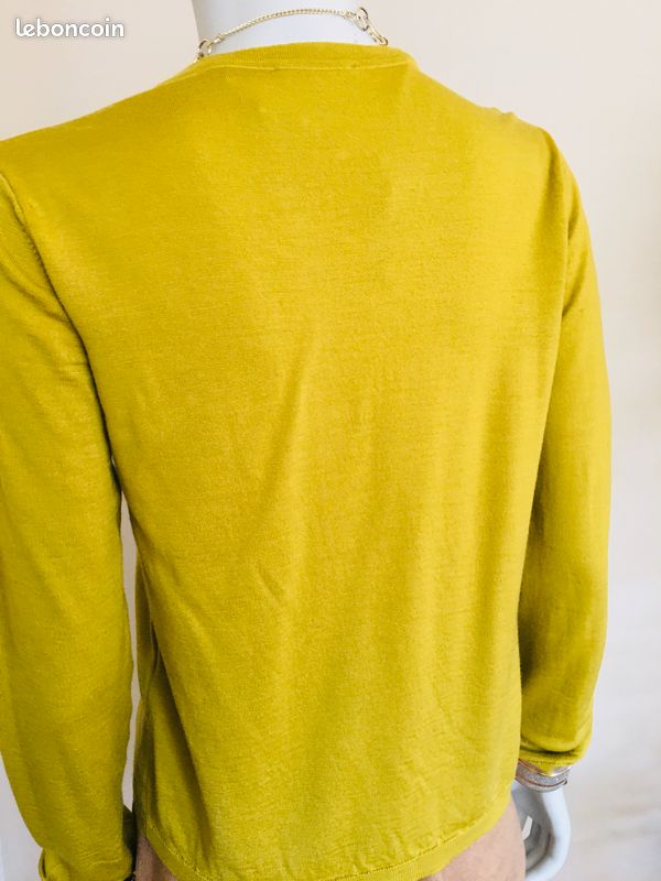 T 38 superbe gilet tout doux vert col en V neuf (image 6)