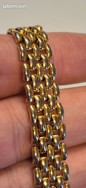 Bracelet Chaîne Maille Vintage Plaqué Or - Ancien Avec Poinçons - Bijou élégant - Occasion