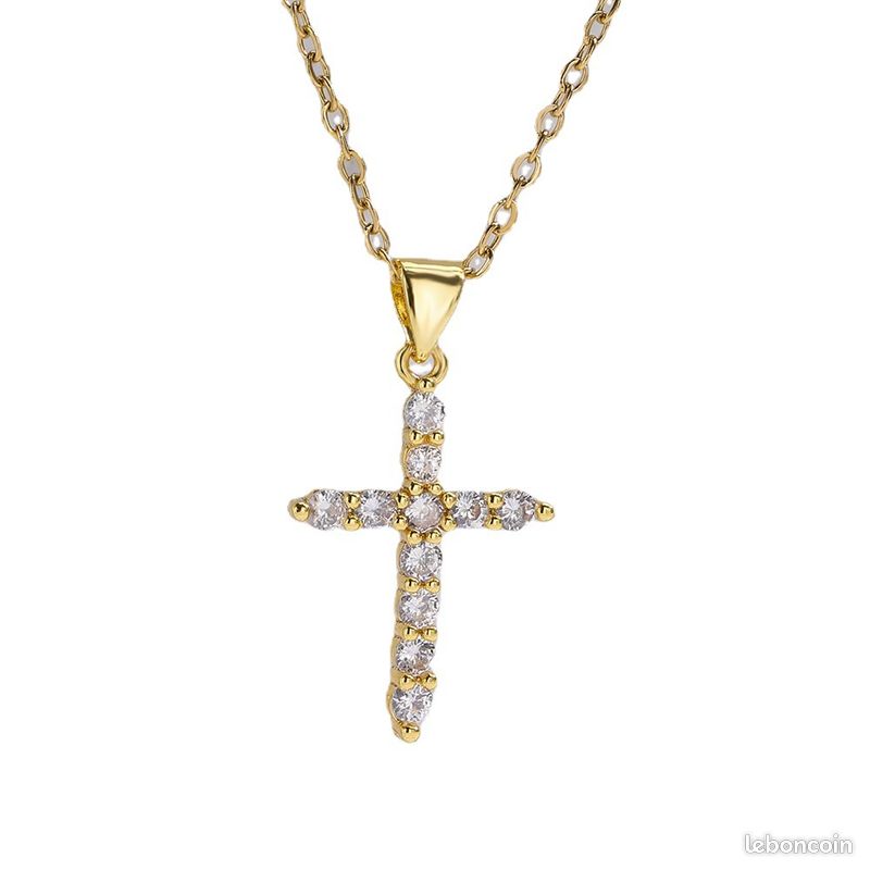 Collier pendentif géométrique classique minimaliste européen et américain, unisexe, en cuivre électroplaqué préservant la couleur, orné de micro-zircons. Référence HS002 (image 4)