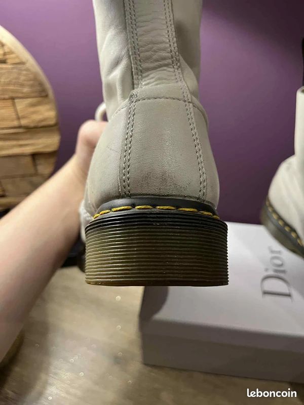 Doc martens crème grise 41 mixte mat cuir Chaussures