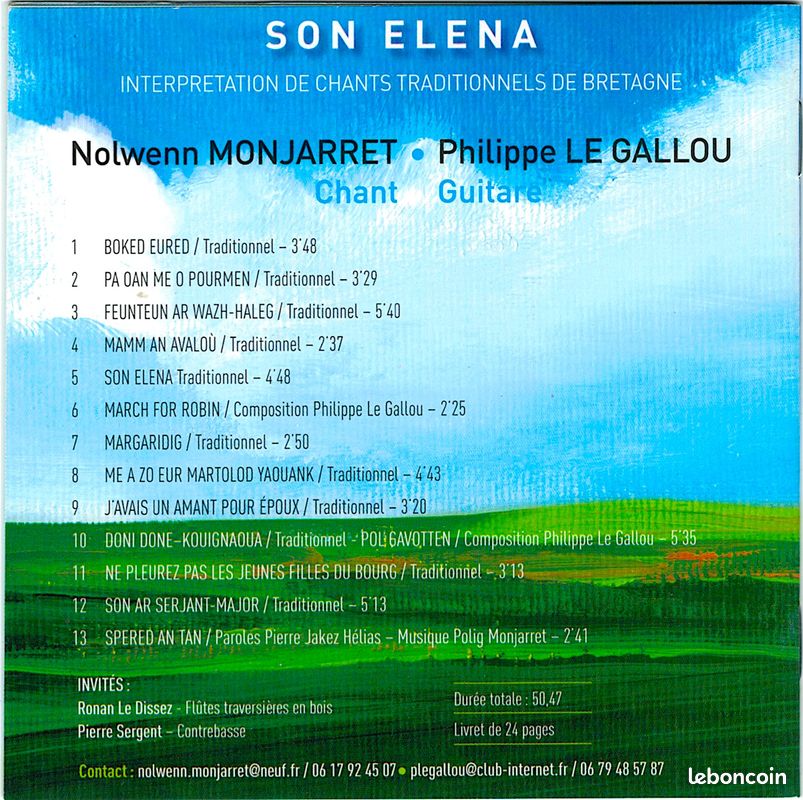 Nolwenn Monjarret - Philippe Le Gallou CD Son Elena / Ballades e Breizh (dédicacé) (image 7)
