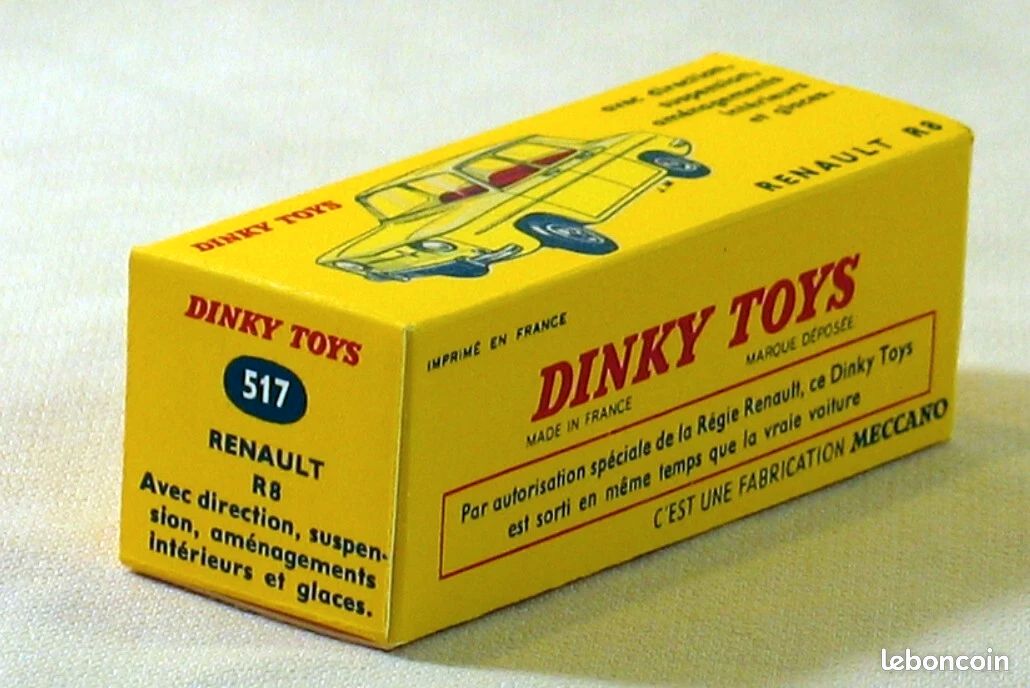 Dinky Toys Renault 8 Jaune - Miniature Métal France, Pneus Dunlop, Réf 517