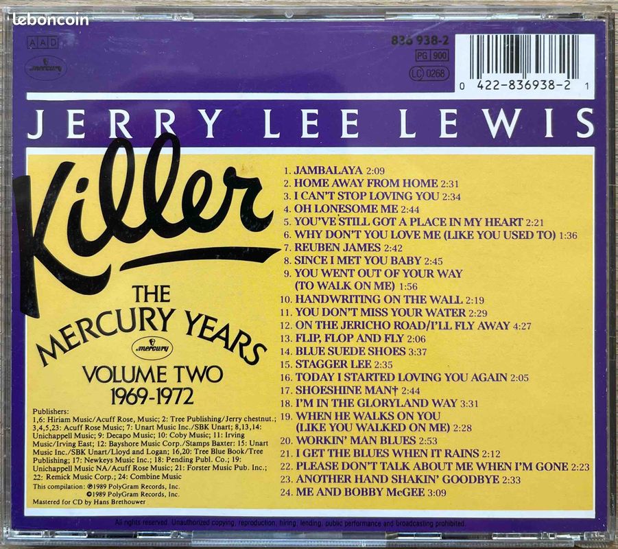 ♥🎼CD🇺🇸 Jerry Lee Lewis (Killer) ✷ 1989 (1969-1972) (image 4)