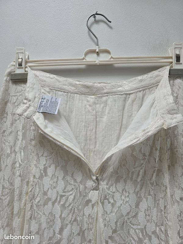 Jupe Escada En Dentelle Et Soie - Blanc Lavande - Taille 42/10 - Neuve Avec étiquettes