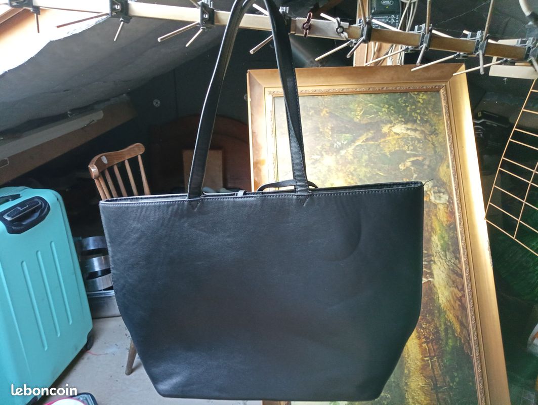 Q) Grand sac à main noir cuir Marque Anna Field EXEPTIONNEL état neuf (image 11)