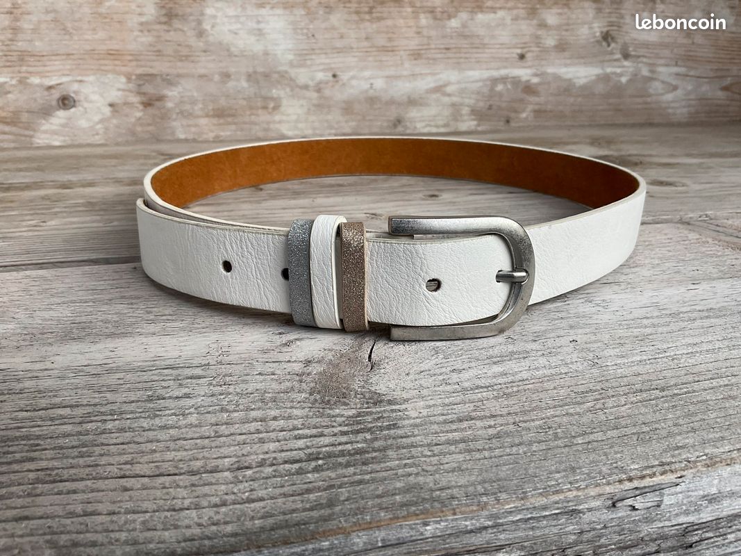 Ceinture croûte de cuir de vachette blanc T85 (image 1)