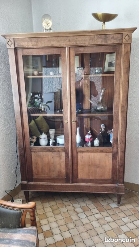 Bibliothèque bois portes vitrées (image 1)