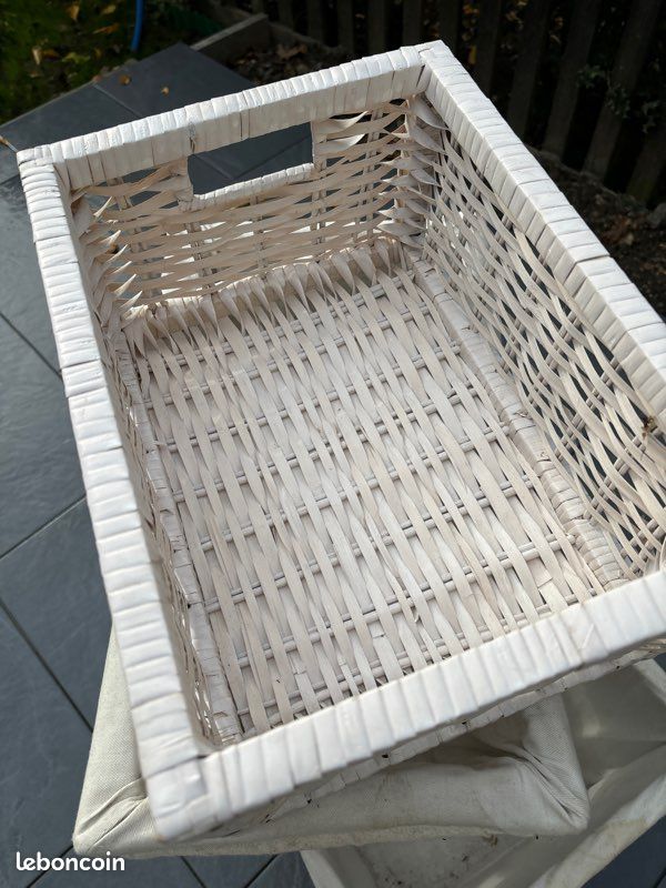 Chariots rangement en rotin blanc (image 3)