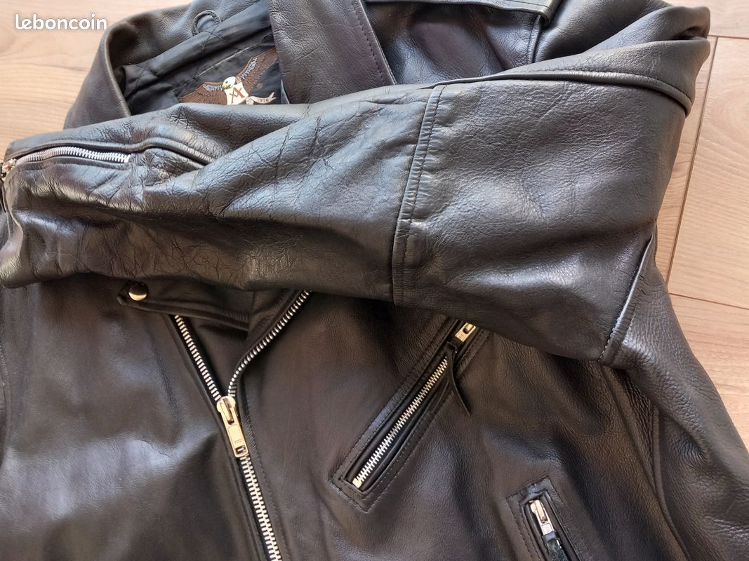 Veste Perfecto Moto Harley-Davidson En Cuir Véritable - Taille Medium - Noir - Vintage Occasion