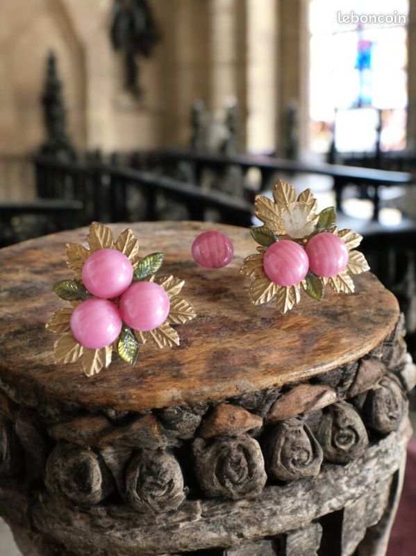Boucles d'oreilles vintage années 60 fantaisie, style rétro