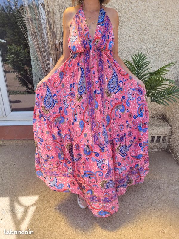 Robe longue dos nu soie (image 1)