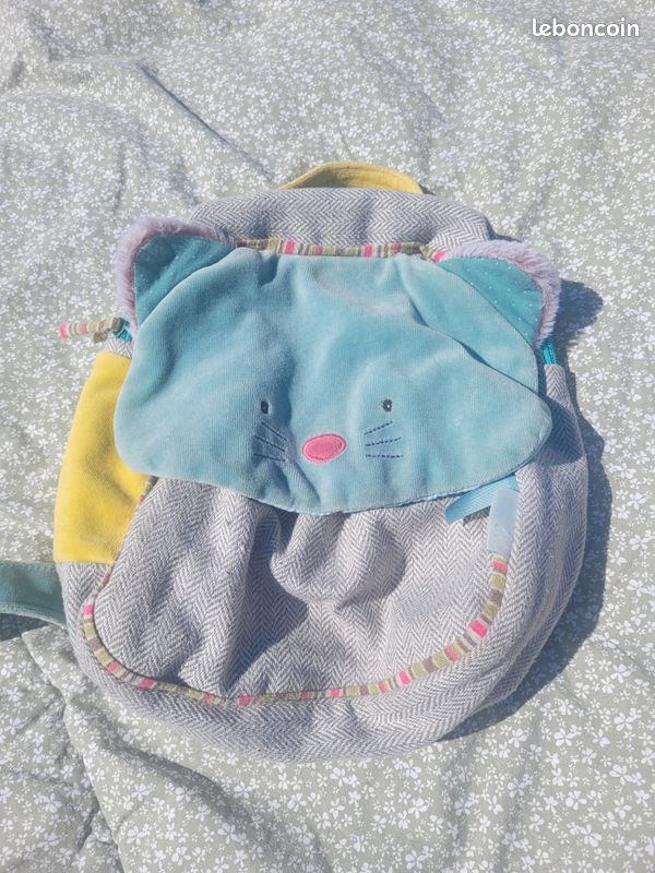 Sac à dos chat bleu Les pachats - Moulin Roty (image 1)
