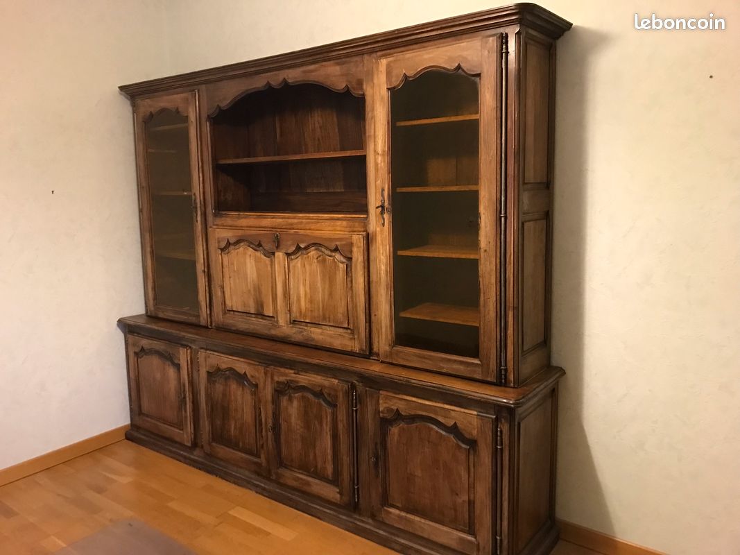 Grand meuble de rangement (ou bibliothèque) vintage en bois massif (image 1)