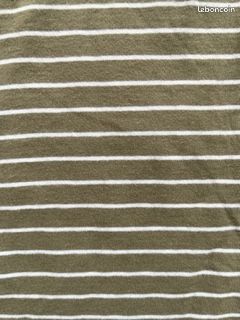 Tee shirt forme polo kaki rayé blanc femme ou fille t.38 (image 9)