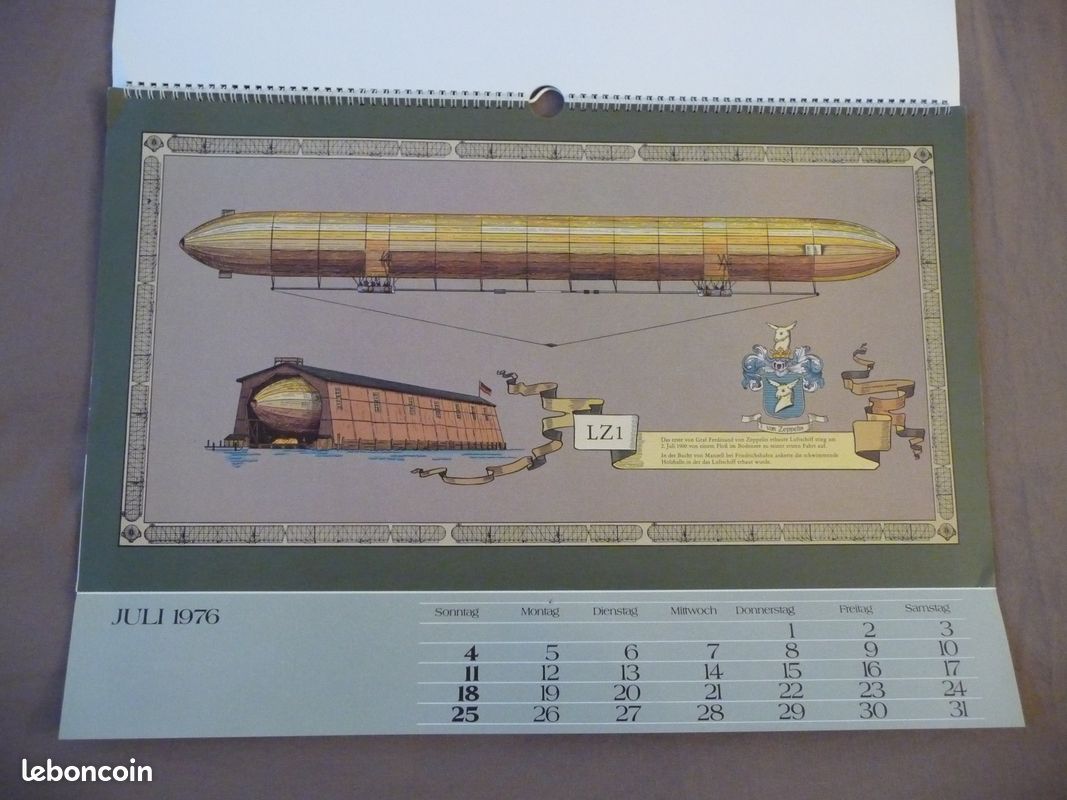 Calendrier rare I.Teil de 1976 ballons dIrigeables et mongolfieres avec photos allemandes (image 11)