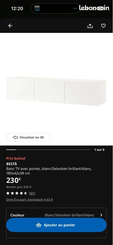 Meuble télé IKEA porte laqué (image 1)