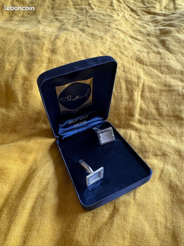 Boutons De Manchettes Anciens En Argent Massif - Homme - Diamètre 20mm