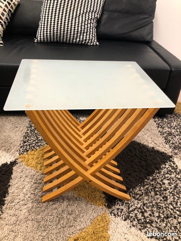 Petite table d’appoint plateau verre (image 2)