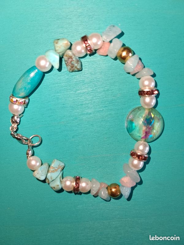 Bracelet Turquoise /Jade.de pierres véritables/ résines. Unique Aphrodisies Bijoux (image 2)