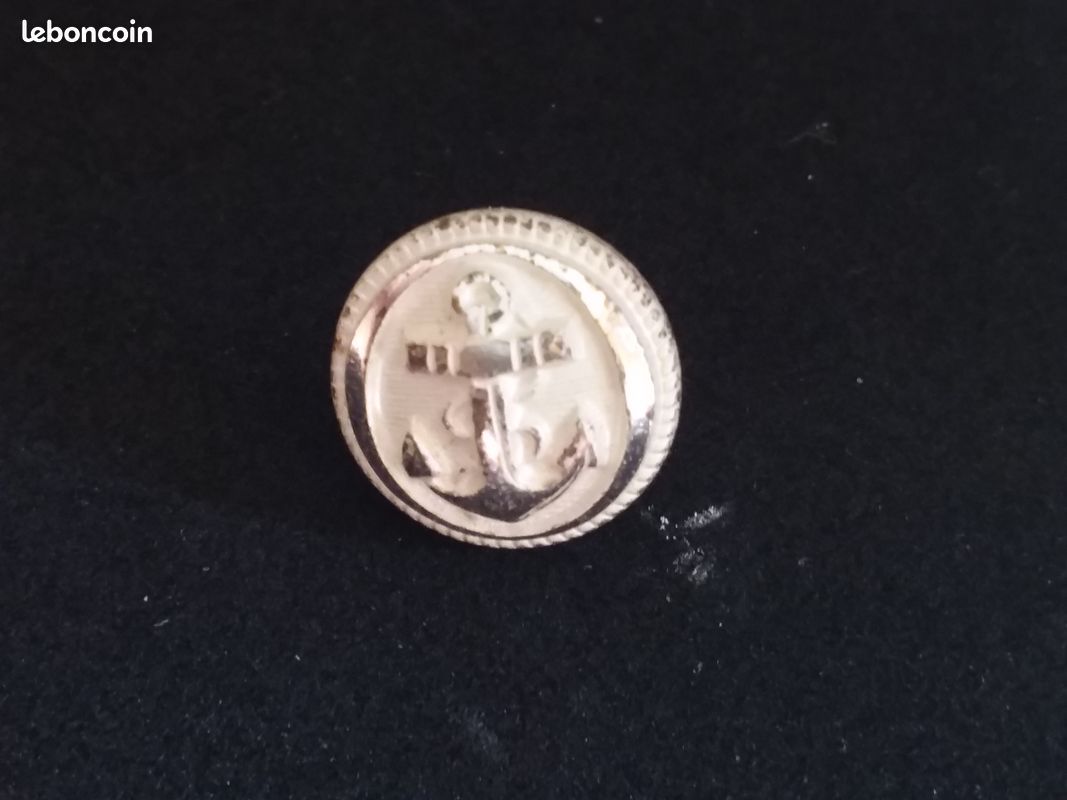 Bouton d'uniforme de la marine nationale - Argenté blanchi 12 mm (image 1)