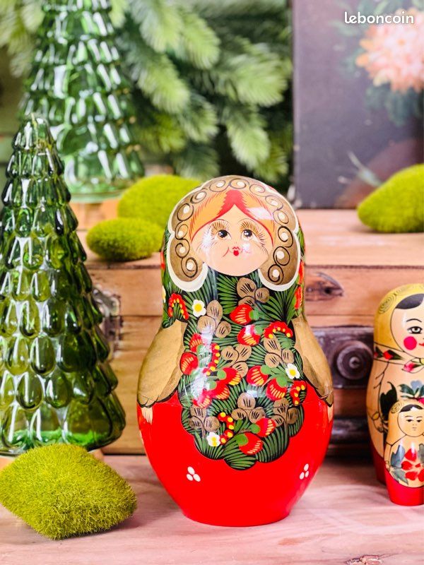 Boerni 10 Poupées Russes Gigognes Fille Blonde Strass – Matriochka Bois Peint Main, Cadeau Enfant Noël Anniversaire