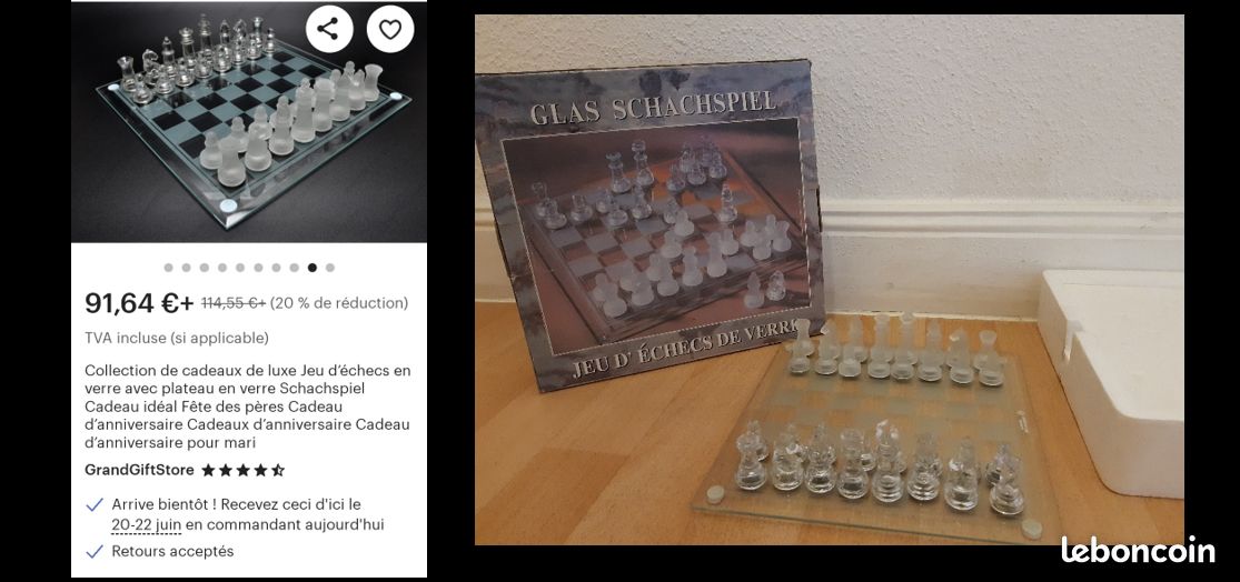 Ensemble D'échecs En Cristal Cinquième Avenue – Jeu De Verre NEUF (boîte Ouverte)