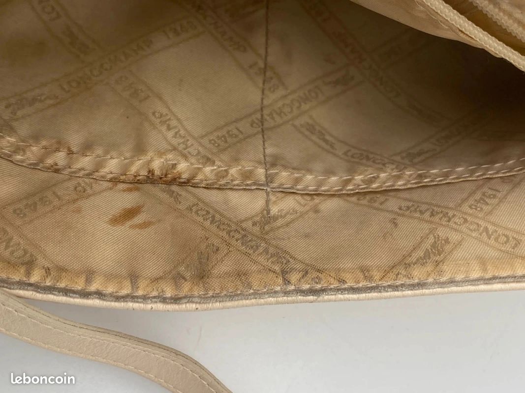 👜 Sac bandoulière Longchamp Paris en cuir beige – Made in France (image 12)