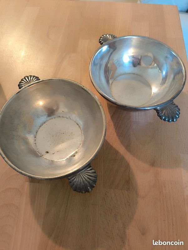 Lot de bols en métal blanc Félix frères Toulouse (image 1)
