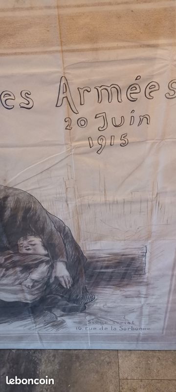 Très rare et très grande affiche authentique d'époque première guerre mondiale 1915 sur la journée de l' orphelinat des armées (image 8)