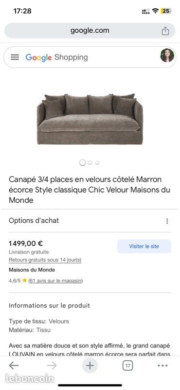 Canapé maison du monde (image 3)