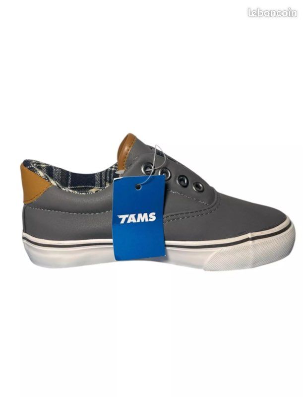 Baskets chaussures sans lacet Tams slip-on Grise Taille 28 garçon (image 2)