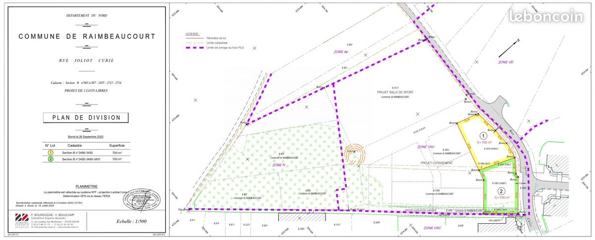 Terrain 700 m² · à Raimbeaucourt · 700 m² · 105 000 €