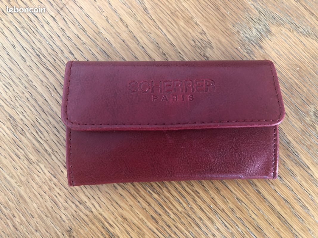 Petit porte-monnaie rouge cuir Scherrer Paris (image 1)