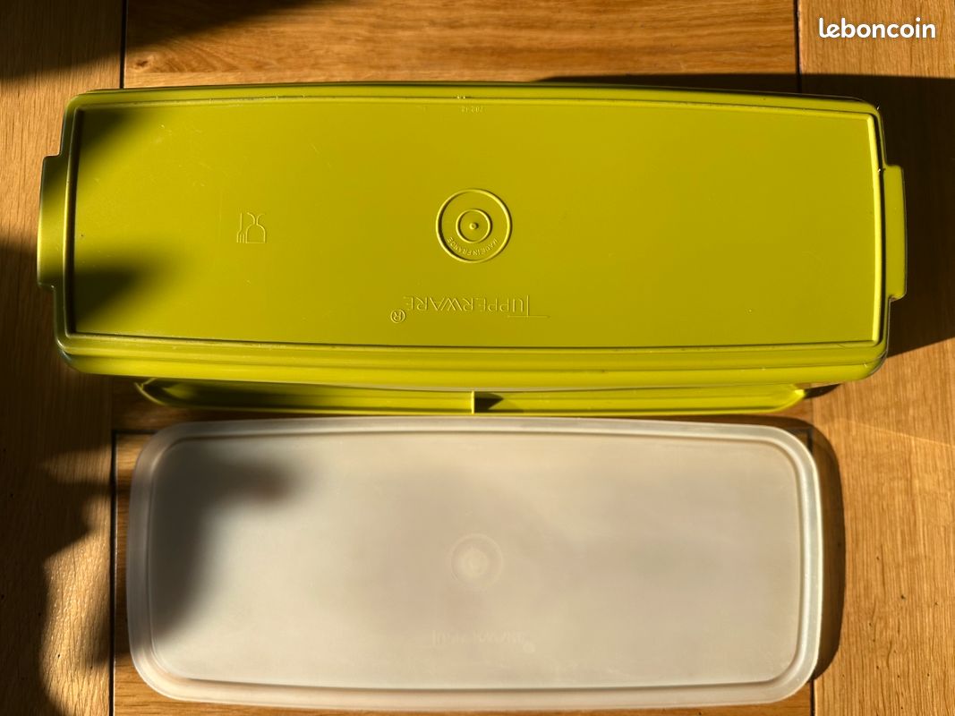 Boîte De Conservation Tupperware Verte - Vintage - 32,5 X 11 X 8 Cm - Bon État