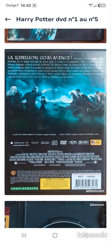 Lot Intégrale Harry Potter DVD — Films 1 à 5 (Très bon état) (image 15)