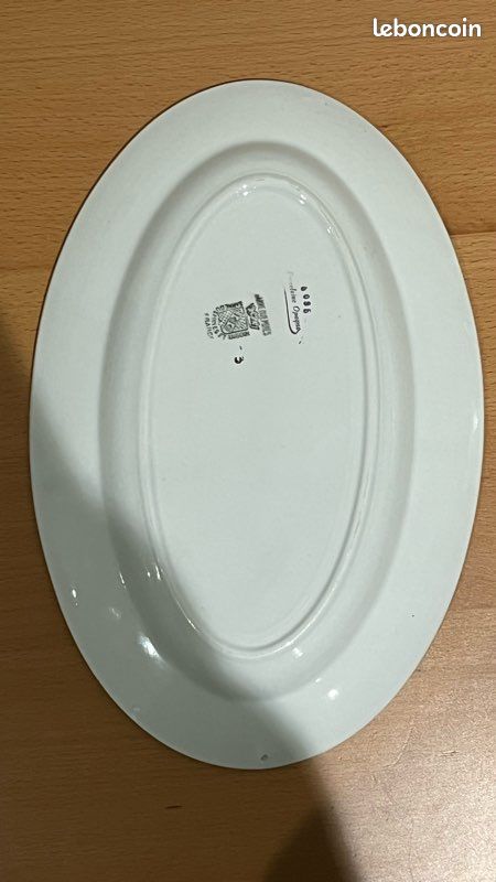 Grand Plat De Service Ovale Digoin Sarreguemines - Céramique Beige - Authentique Opaque