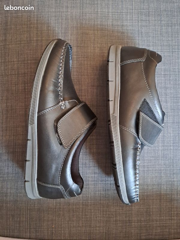 Mocassins homme Megis Casual noirs en cuir T43 (image 2)