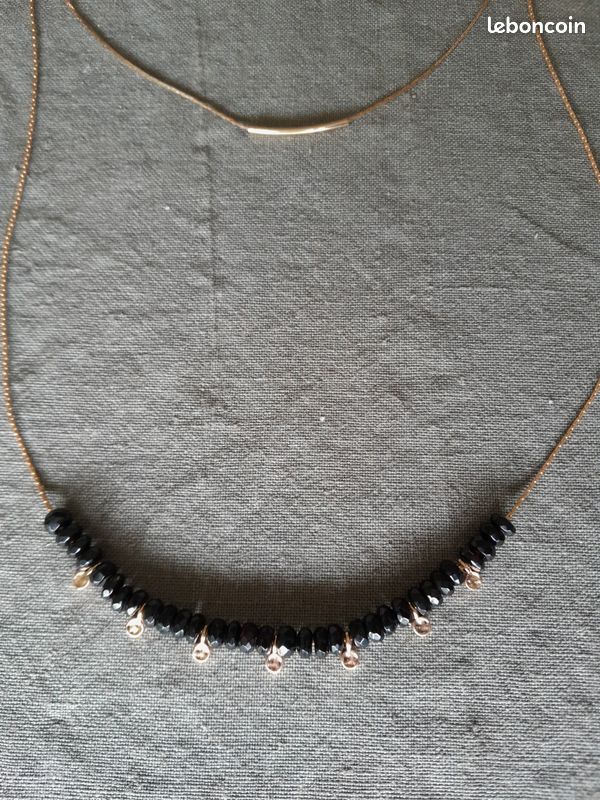 Collier et bracelet noir et or (image 2)