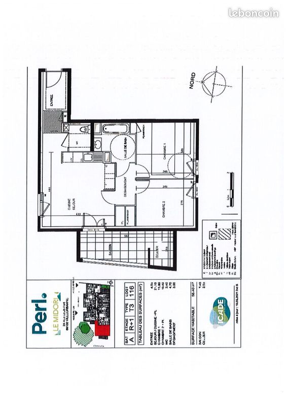 Appartement 3 pièces 58 m² · à Villeurbanne · 58 m² · 852 €/mois