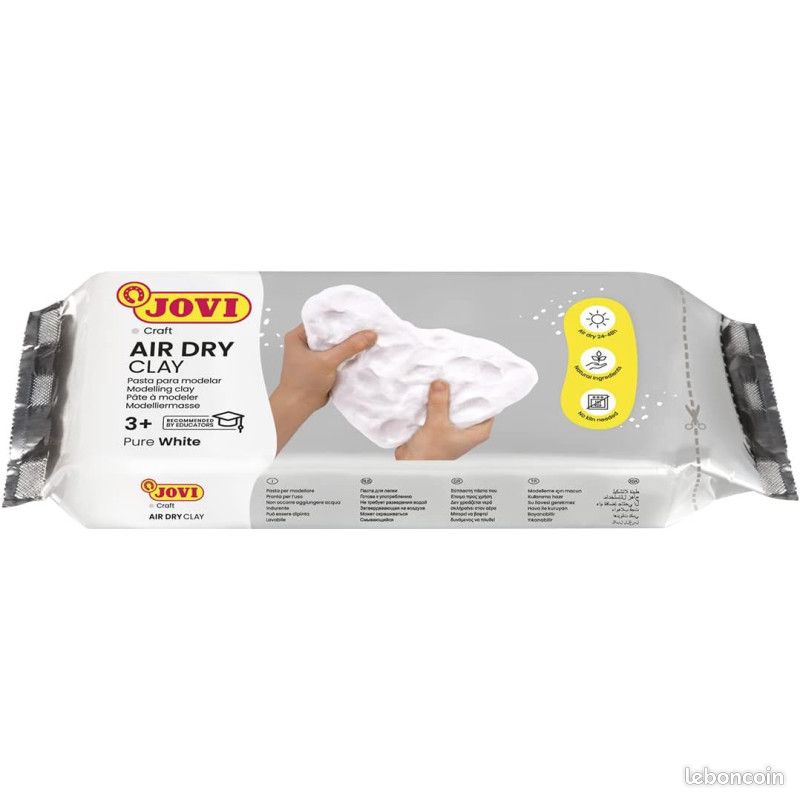 Bloc de pâte à modeler - Autodurcissante - Blanc - 500g - Jovi ...