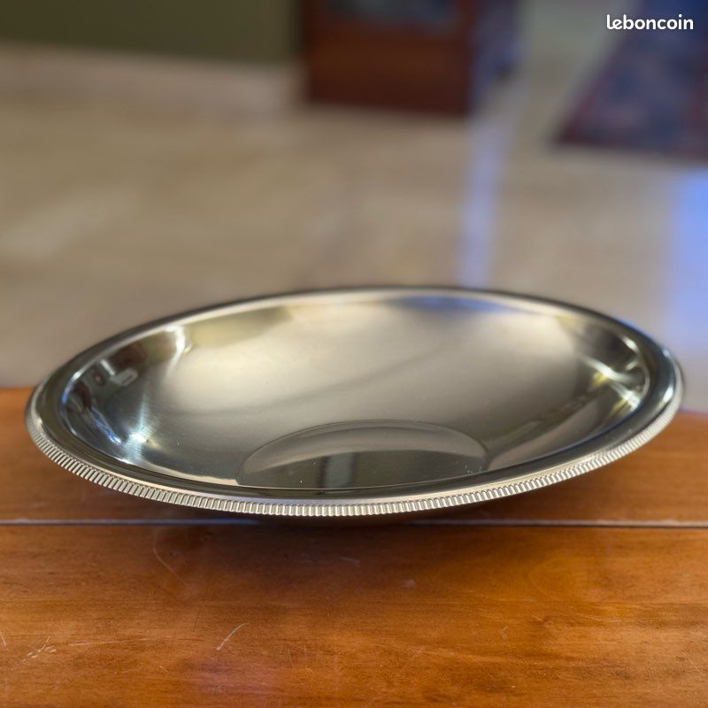 Petit Plat De Service Rond Inox - Vintage - Fabrication Française - Occasion