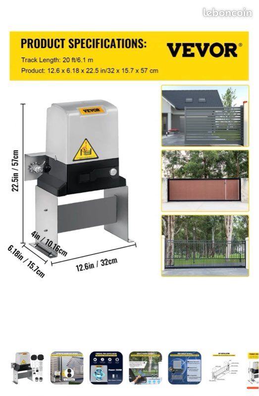 Moteur portail coulissant Vevor 817 kilos - Neuf dans le carton (image 1)