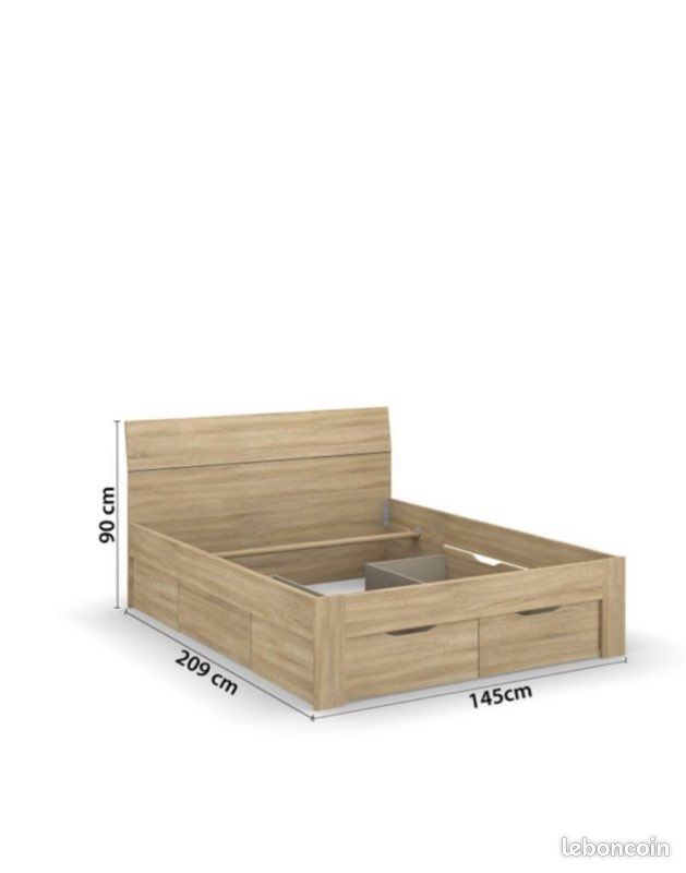 Cadre + sommier lit 190X140 (image 4)
