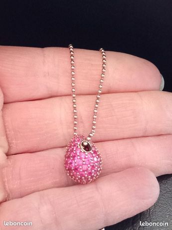 Pendentif œuf Style Fabergé – Rose, émail Et Strass, Collier Fantaisie