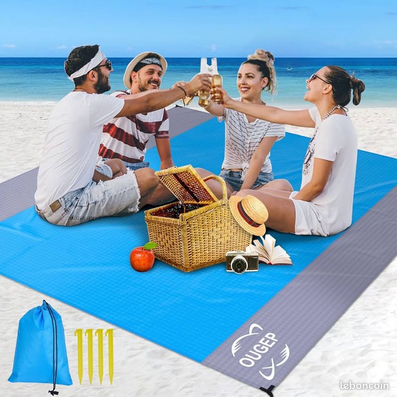 Tapis de plage XXL OUGEP – neuf - Imperméable & anti-sable – 200×230 cm 🌊 (image 2)