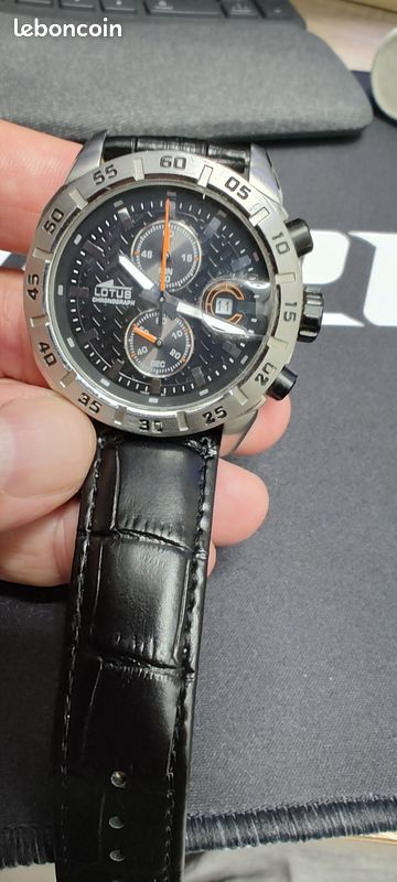 Montre Lotus Chronograph 15682 – acier & cuir noir (image 1)