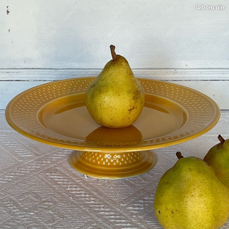 Compotier Coupe Assiette Montée Geneviève Lethu Modèle Grain De Riz 1984 Vintage