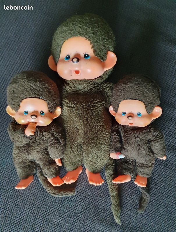 Lot 4 Peluches Monchhichi Kiki Sekiguchi – Gift From Angel, Fait France