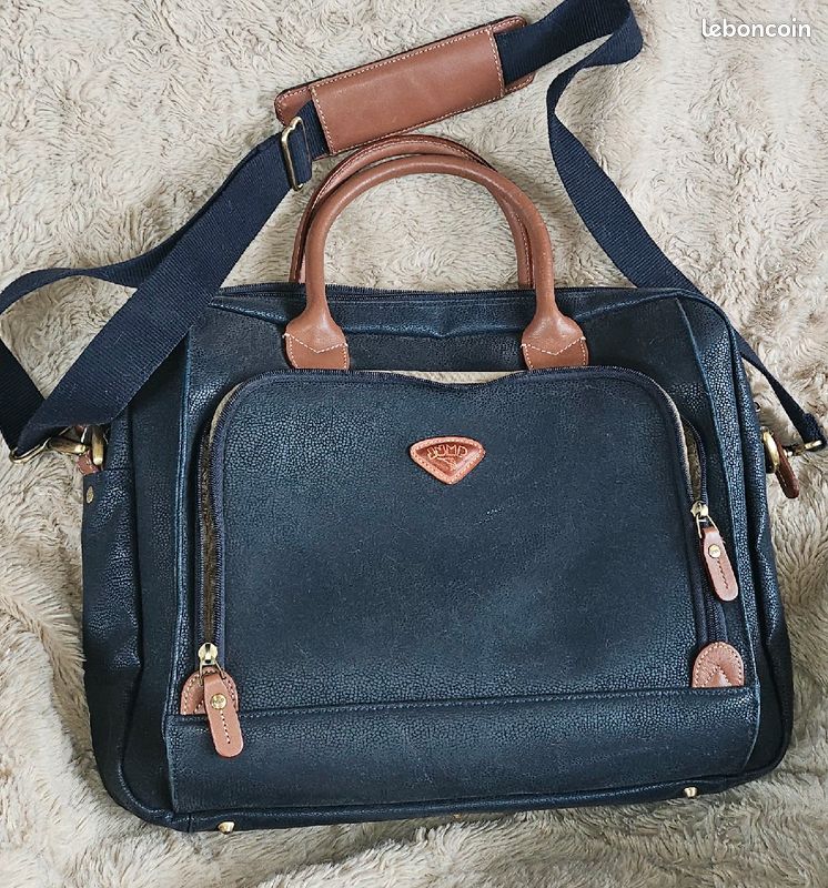 Sac JUMP bandoulière voyage business en cuir irisé bleu (image 1)