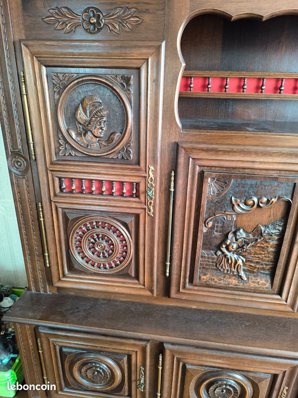 Grand Buffet breton sculptures bois rustique (image 4)
